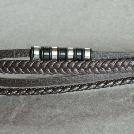 Modisches geflochtenes Lederarmband 4 Bänder für Männer.