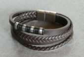 Modisches geflochtenes Lederarmband 4 Bänder für Männer.