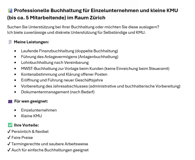 Finanzbuchhaltung für Einzelunternehmen und kleine KMU