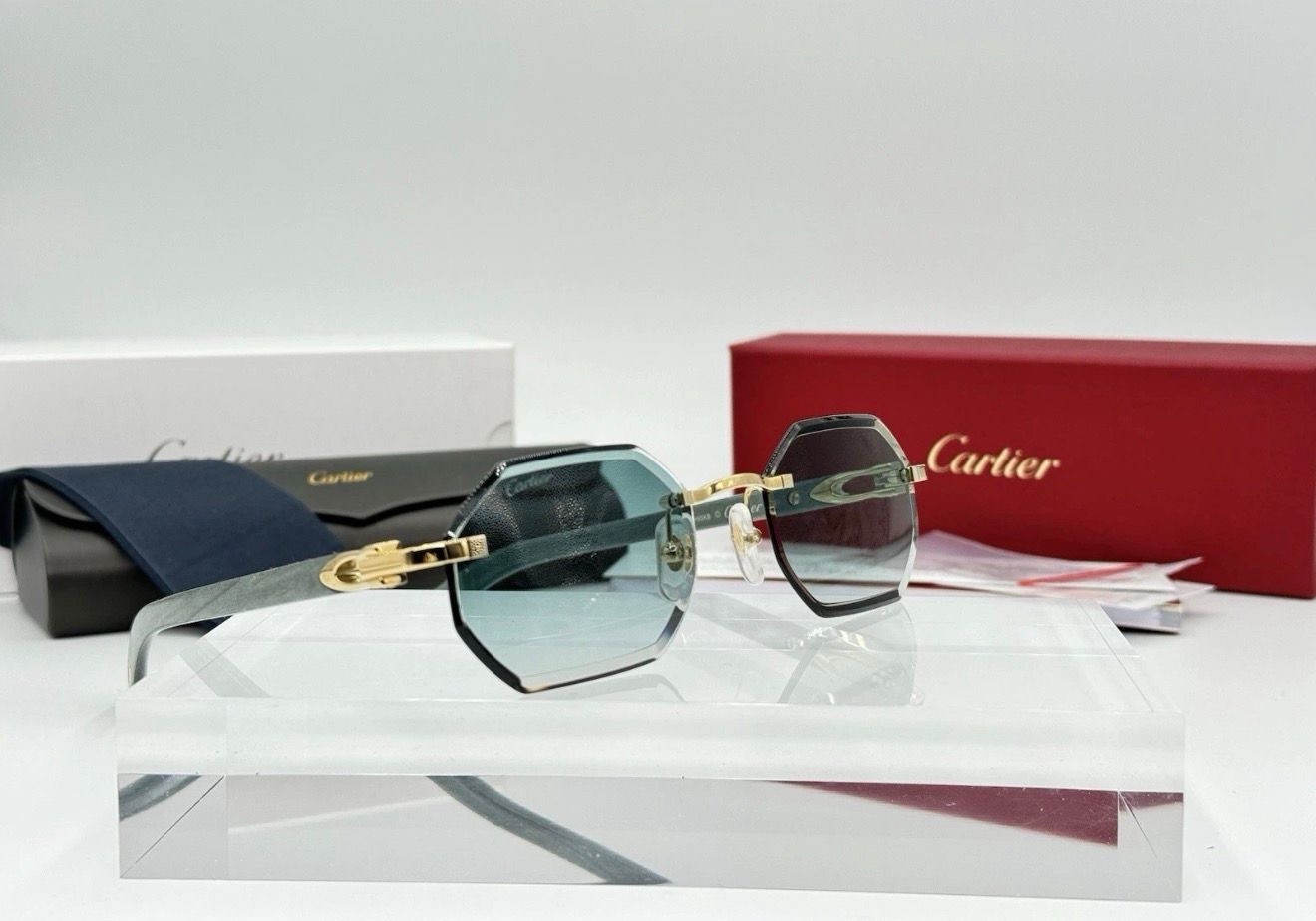 Cartier Brille Grün Holz Gold Ref. CT0439S 100% Original