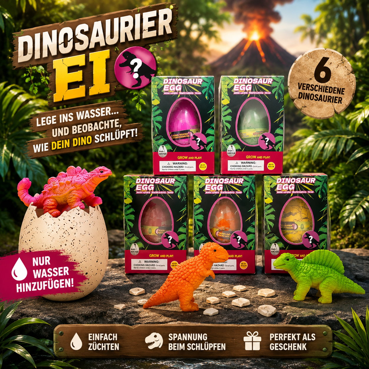 Dinosaurier Ei 🦖 Wasser Spielzeug zum Schlüpfen und Wachsen