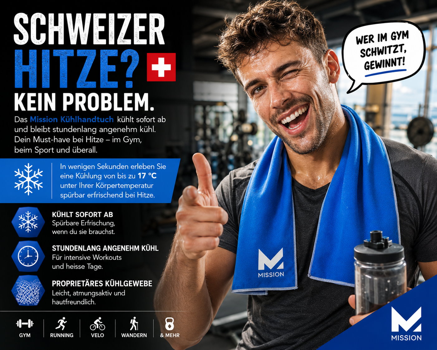 Mission Kühltuch für heisse Tage und intensives Training