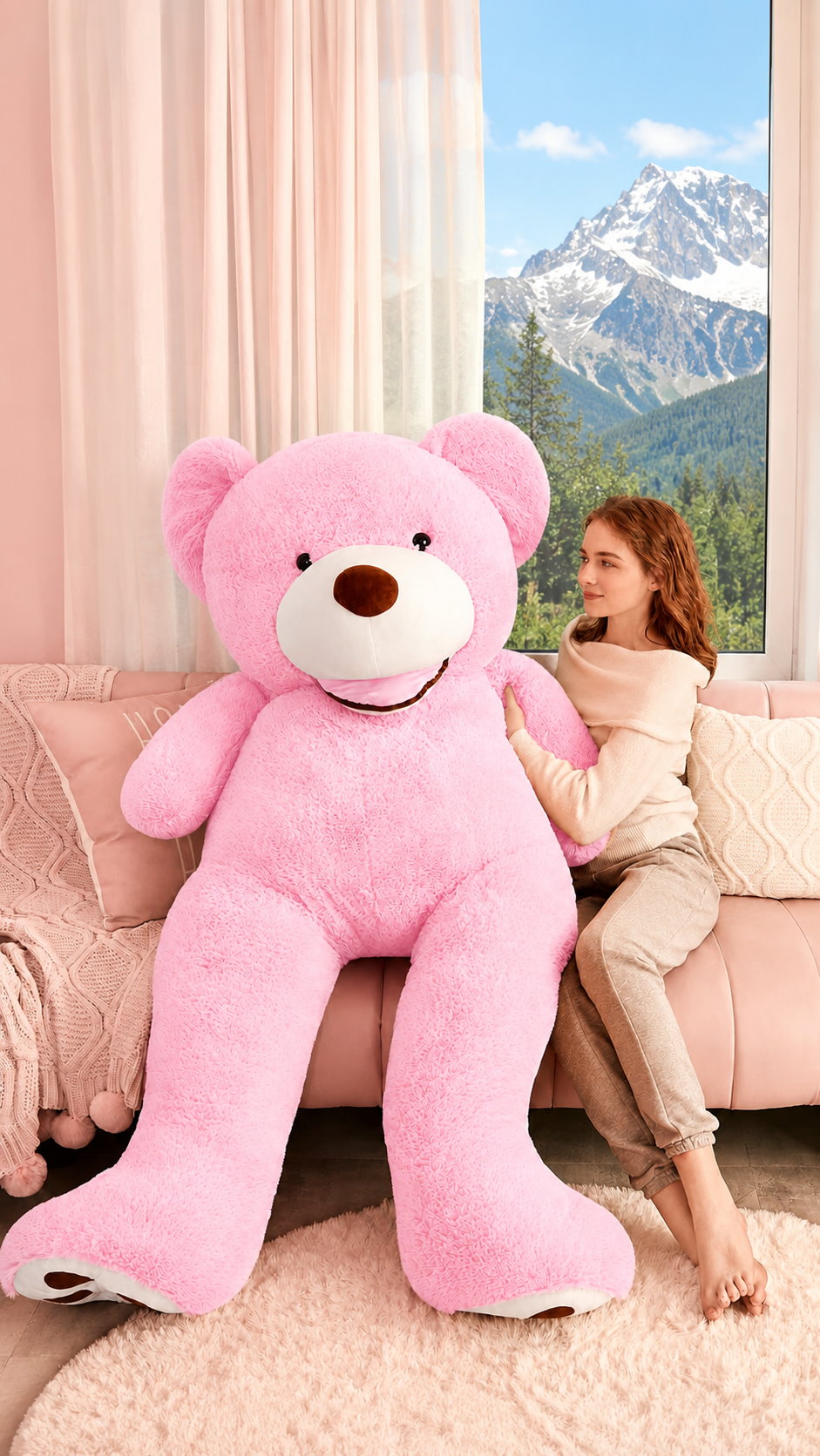 Teddybär XXL Rosa 200 cm extra weich