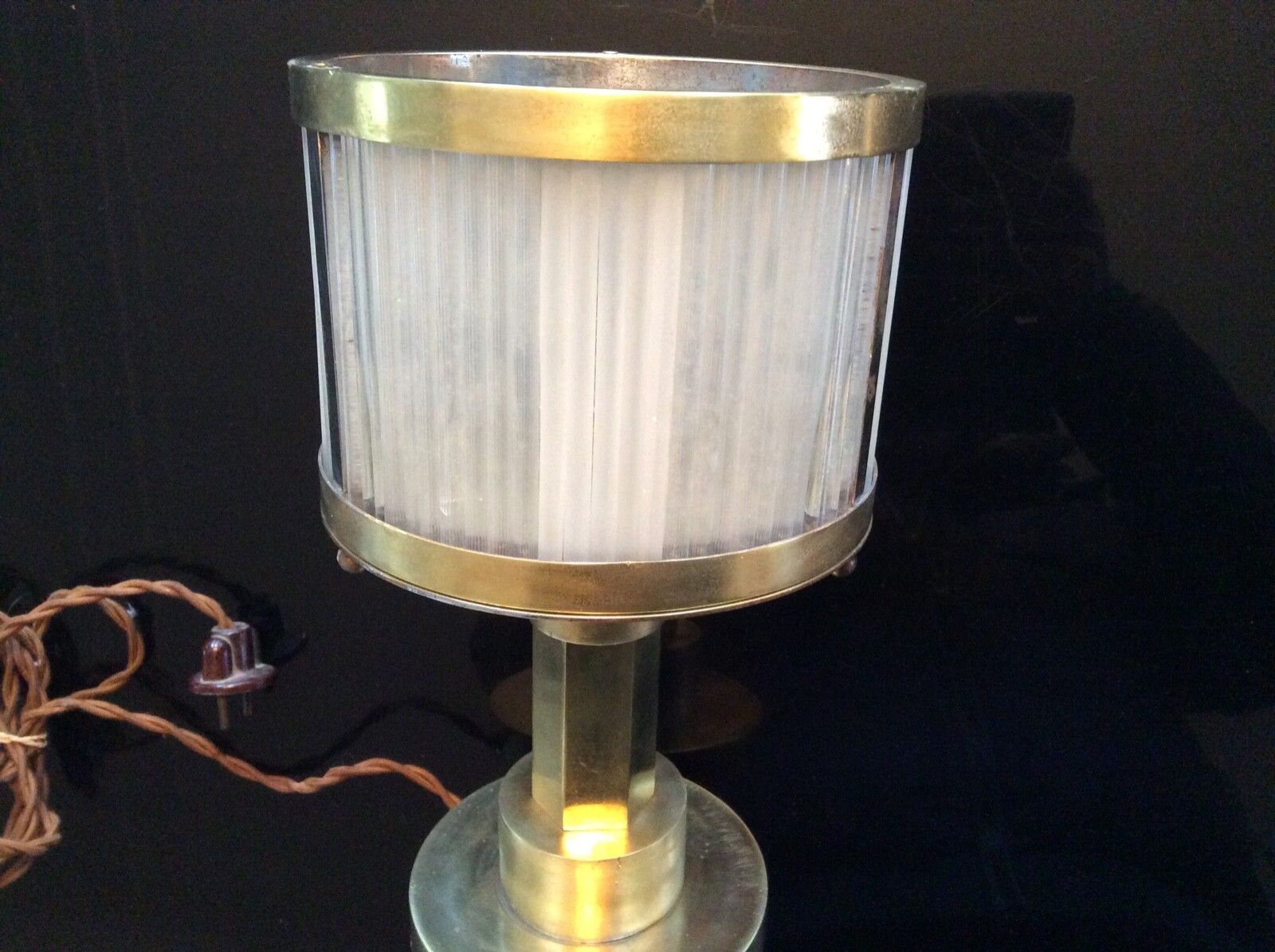 Art Deco Lampe Verre Brass Moderniste Louis Sognot & Charlotte