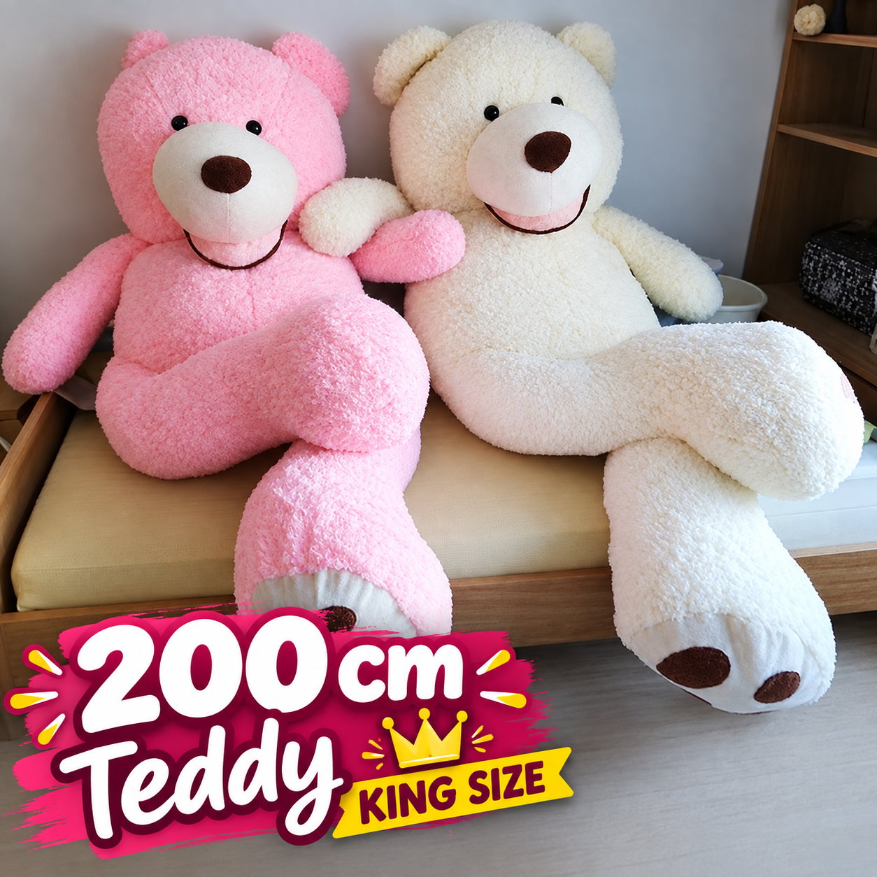 XXL Riesen Teddybär 200 cm rosa oder weiss: Ihr neuer Sofaheld